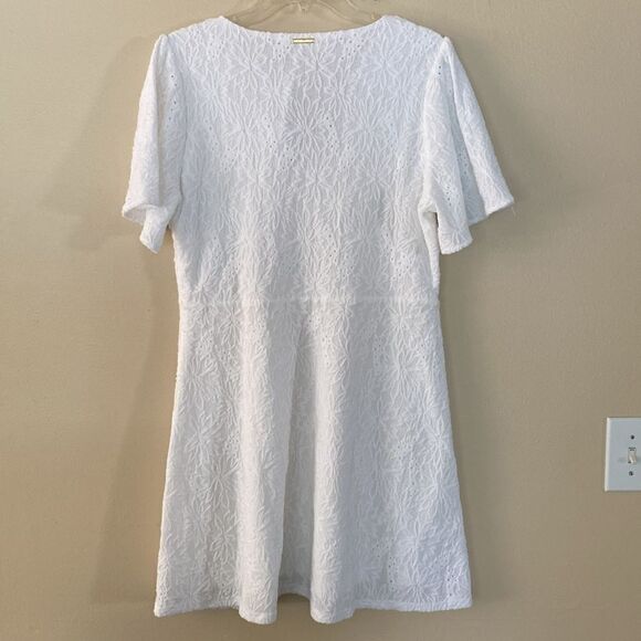 NWT MICHAEL Michael Kors Flutter Sleeve Eyelet White Dress- XL - Picture 6 of 7